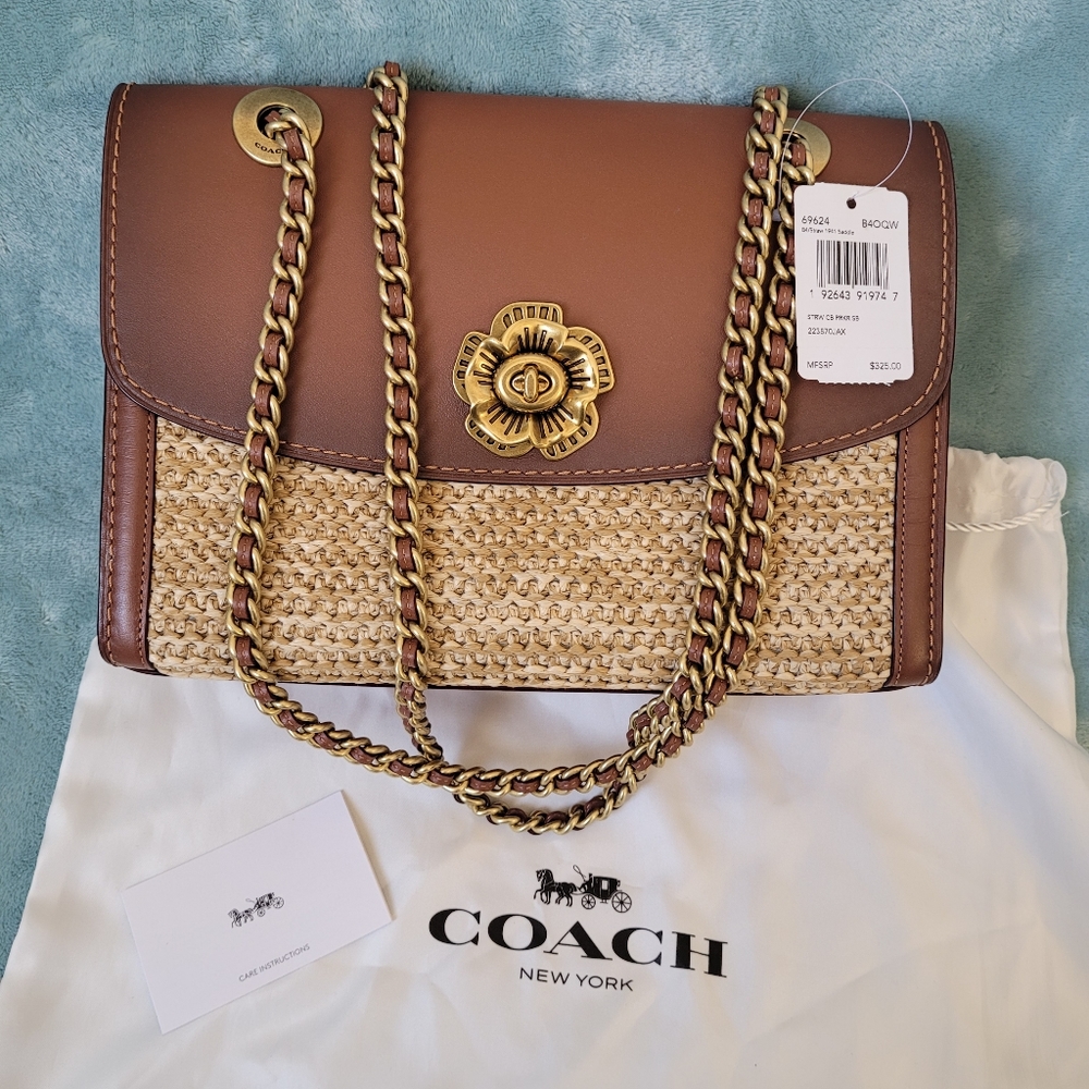 Coach Parker Straw Convertible Bag